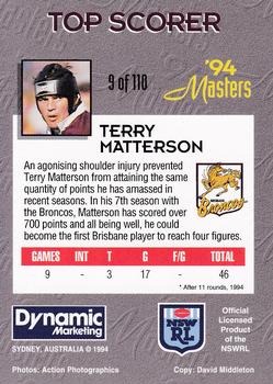 1994 Dynamic NSW Rugby League '94 Masters #9 Terry Matterson Back